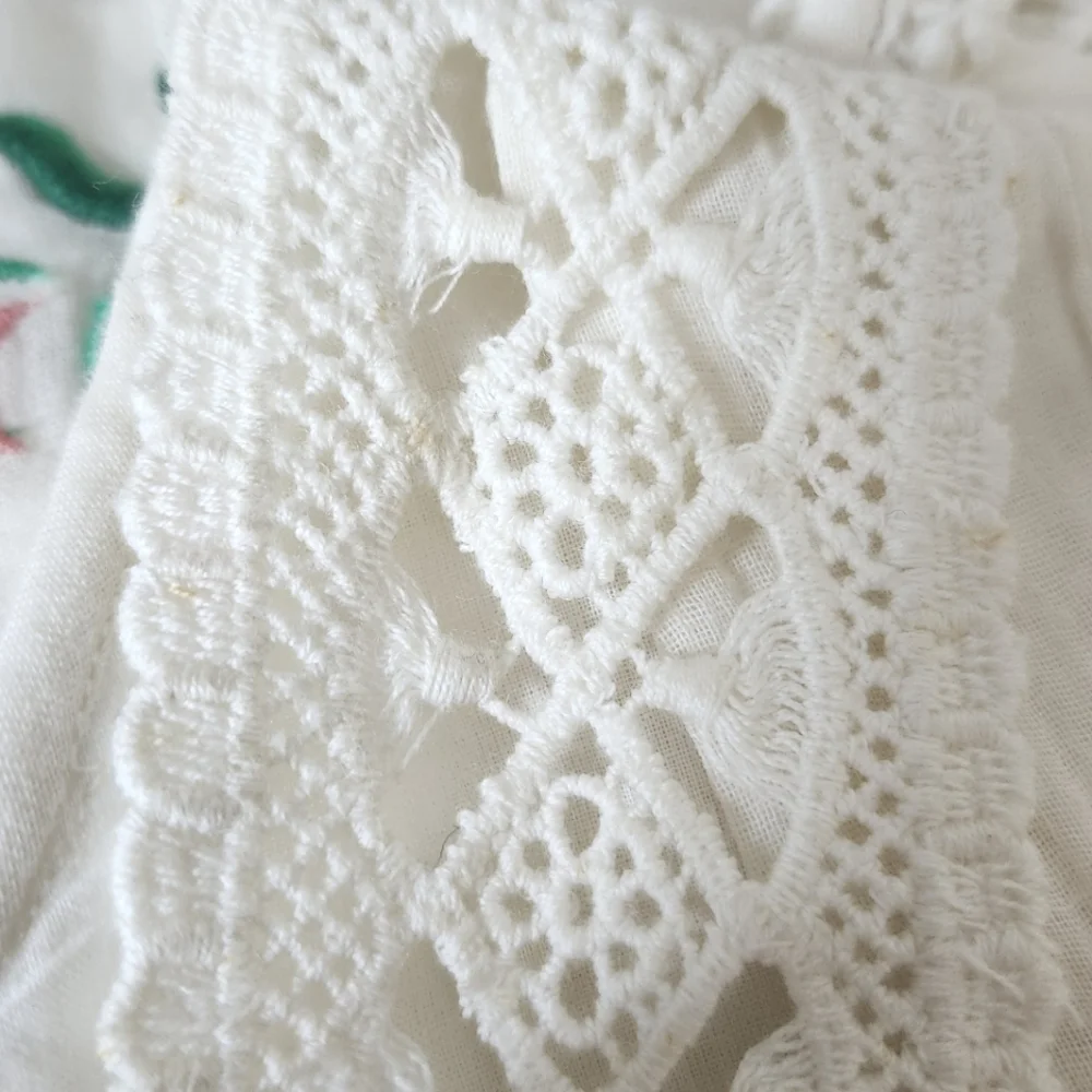 DERHY KIDS Gauzy Embroidered‎ Floral Bohemian 100% Cotton Dress Sz 10/12 Wedding